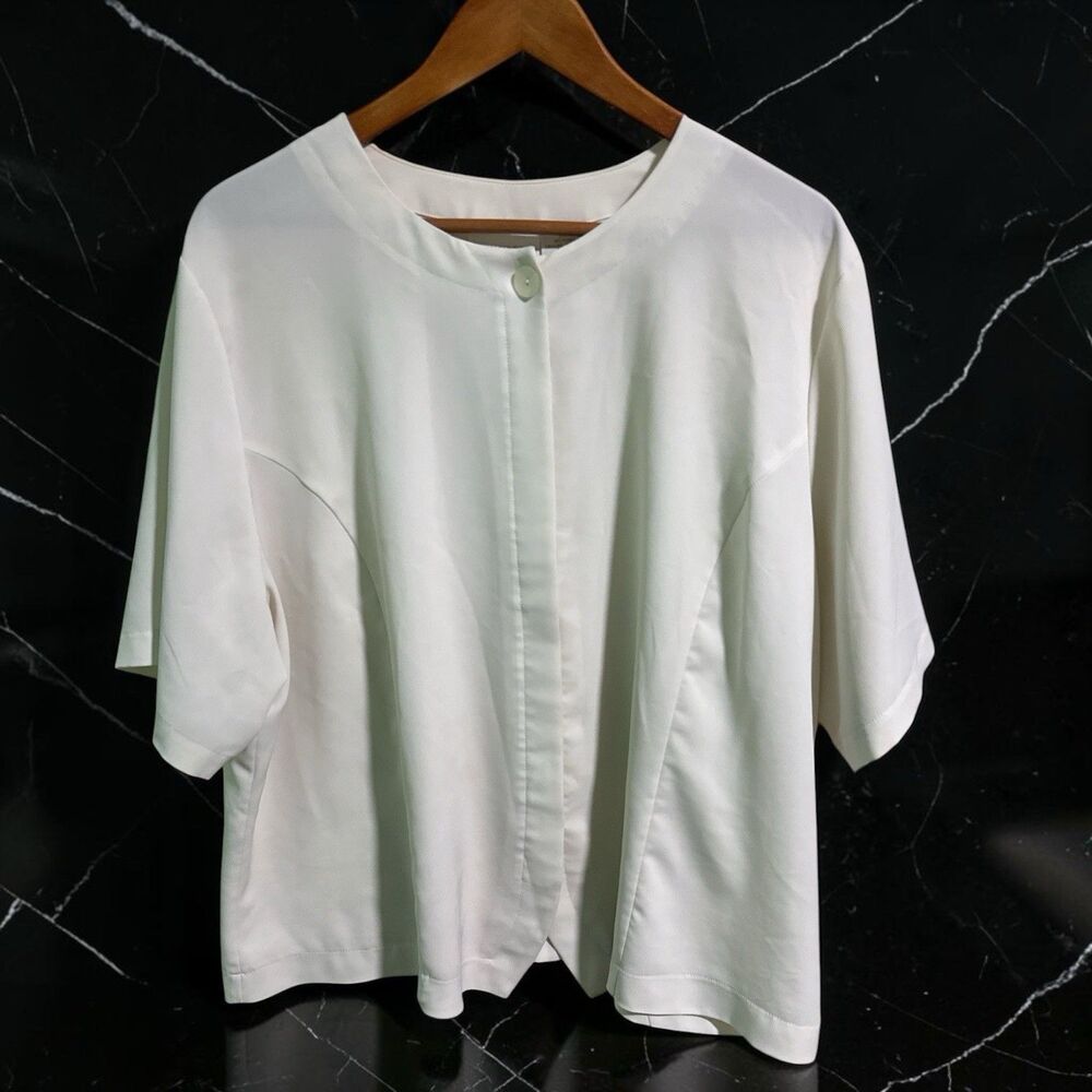 Vintage Christie & Jill Size 24 White Blouse Jacket Puff Sleeve Plus Size Career